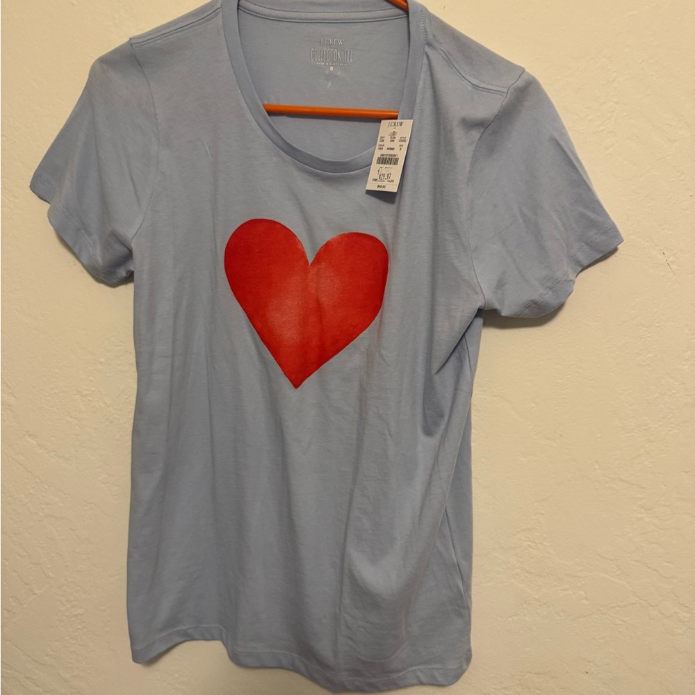 J. Crew Light Blue Tee with Red Heart